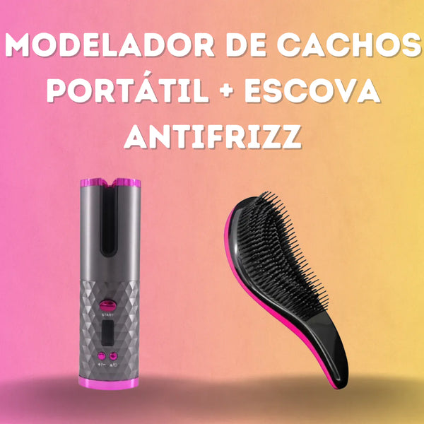 LIZZ HAIRCURLER- MODELADOR DE CACHOS PORTÁTIL+ ESCOVA ANTIFRIZZ